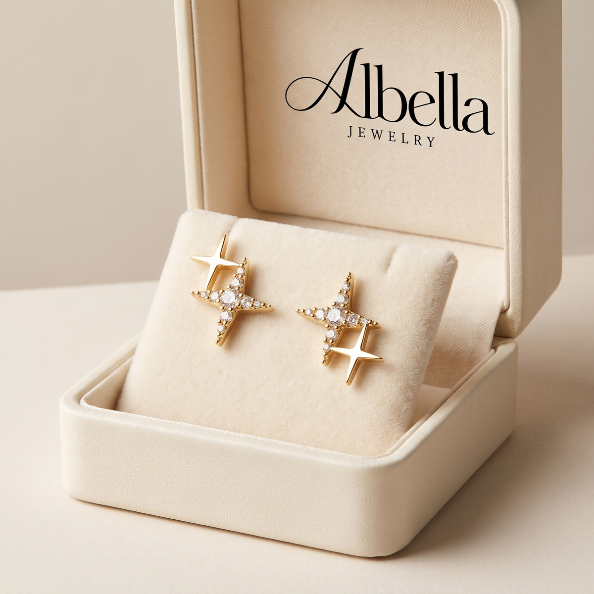 Shimmering Star Earrings in Albella Jewelry gift box