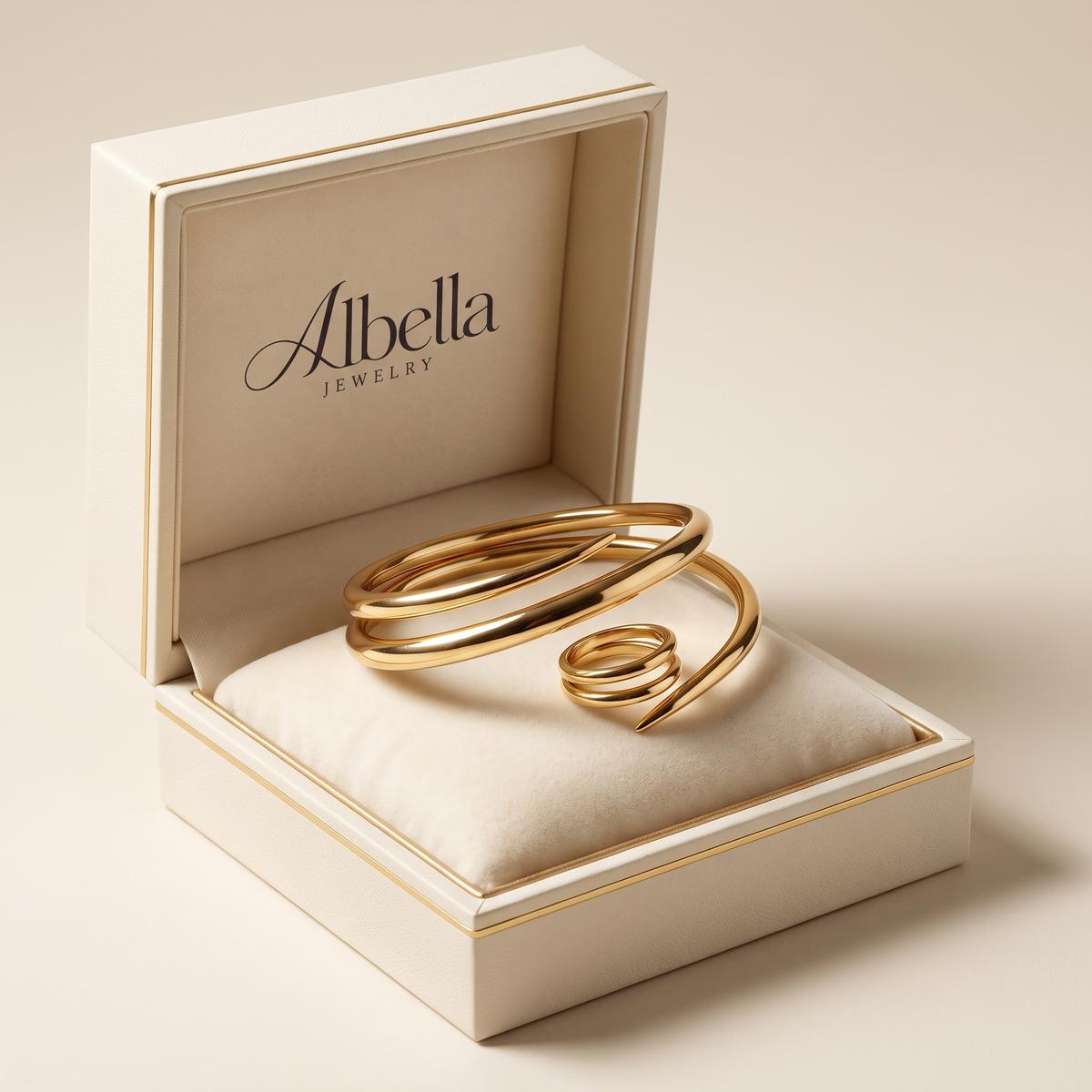 Abstract Snake Bracelet and Ring Set in Albella Jewelry gift box