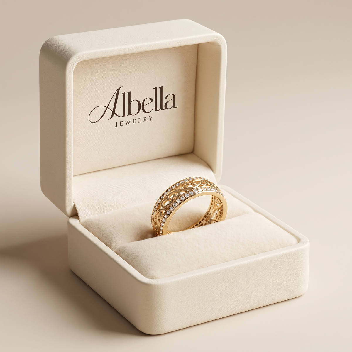 Brilliant Cutout Gold Ring – Gold in Albella Jewelry gift box
