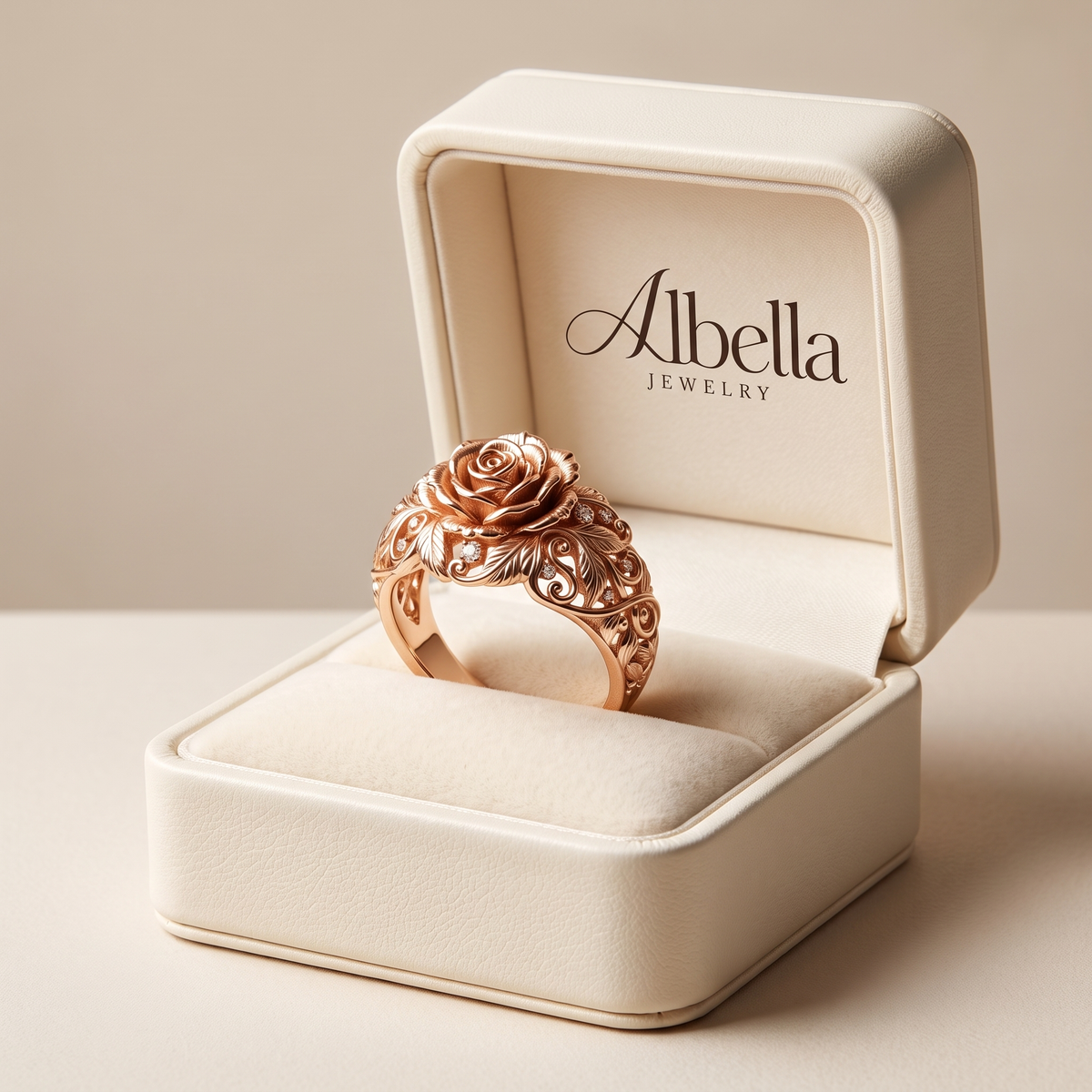 Golden Blossom Ring – Rose Gold in Albella Jewelry gift box