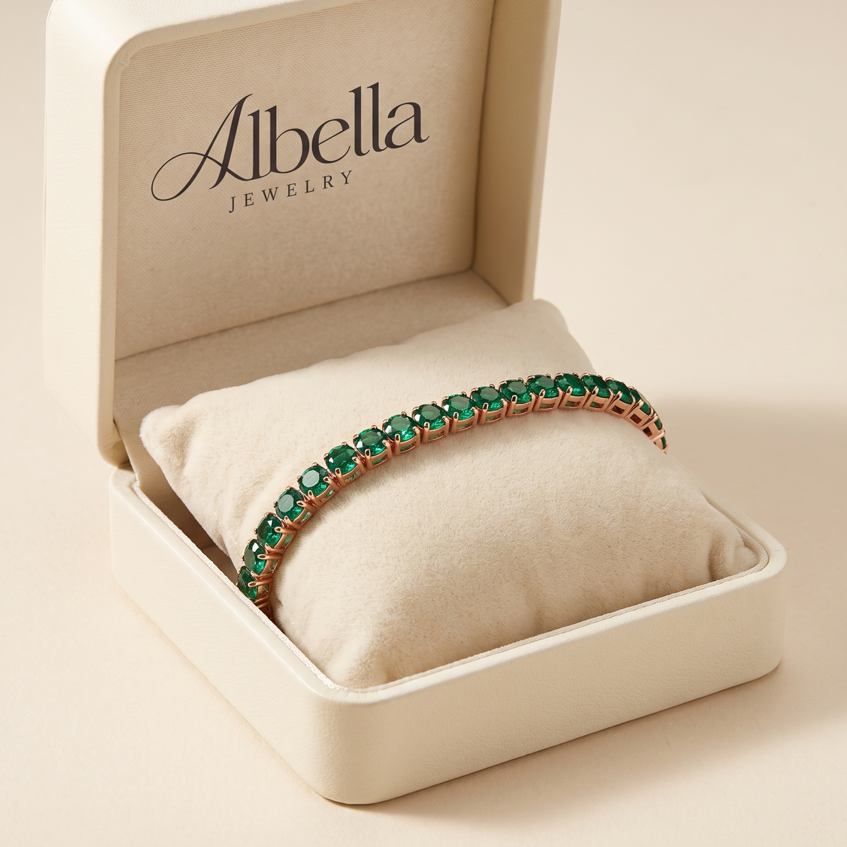 Adjustable Emerald Tennis Bracelet – Gold in Albella Jewelry gift box