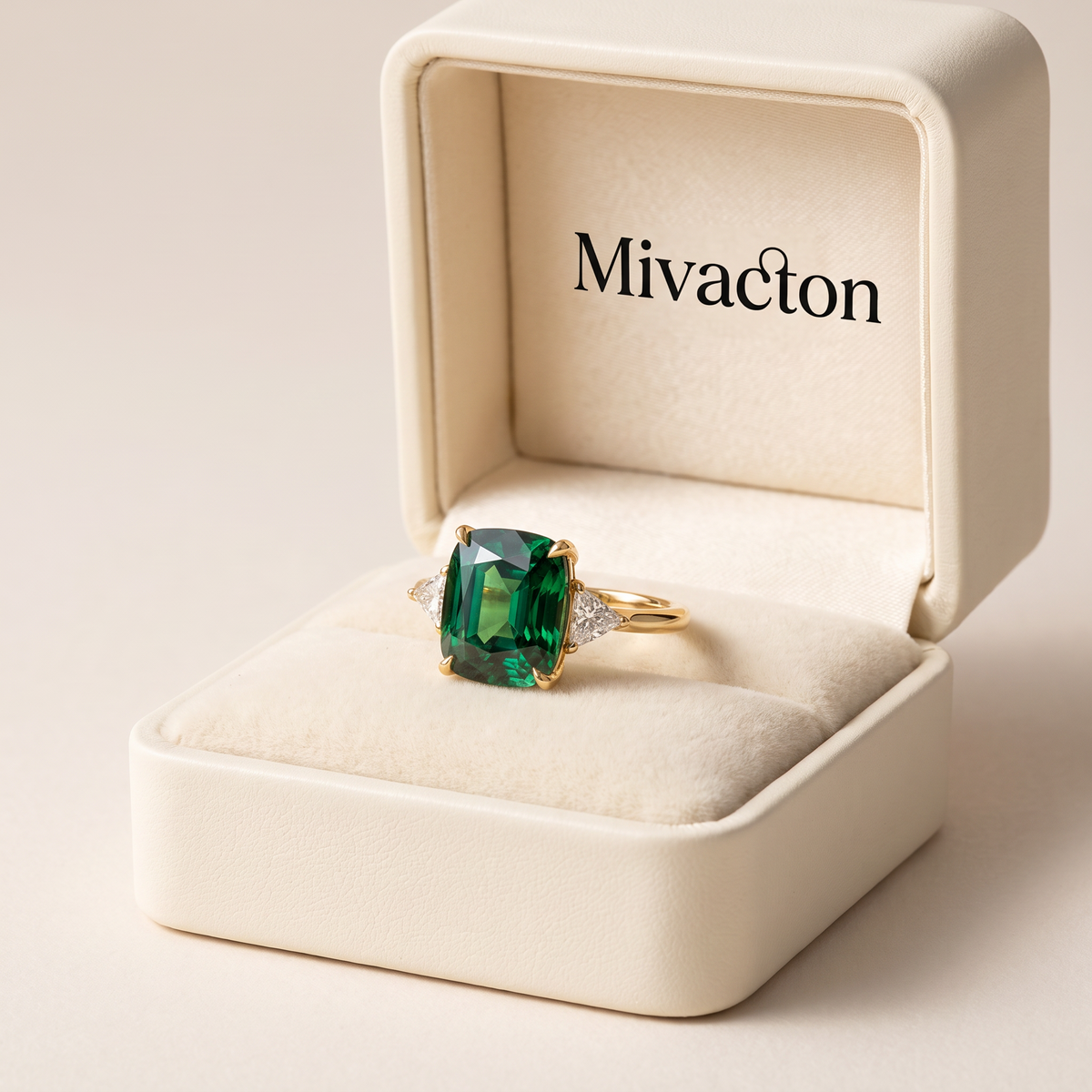Cushion Solitaire Ring – Gold in Albella Jewelry gift box
