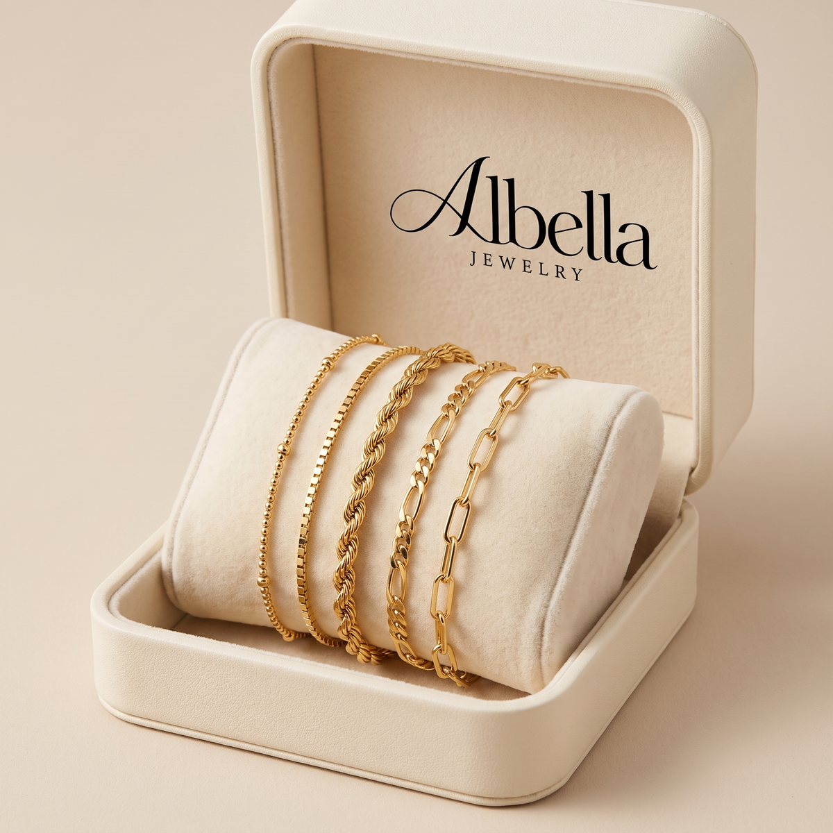 Isabella Classic Gold Bracelet Set in Albella Jewelry gift box