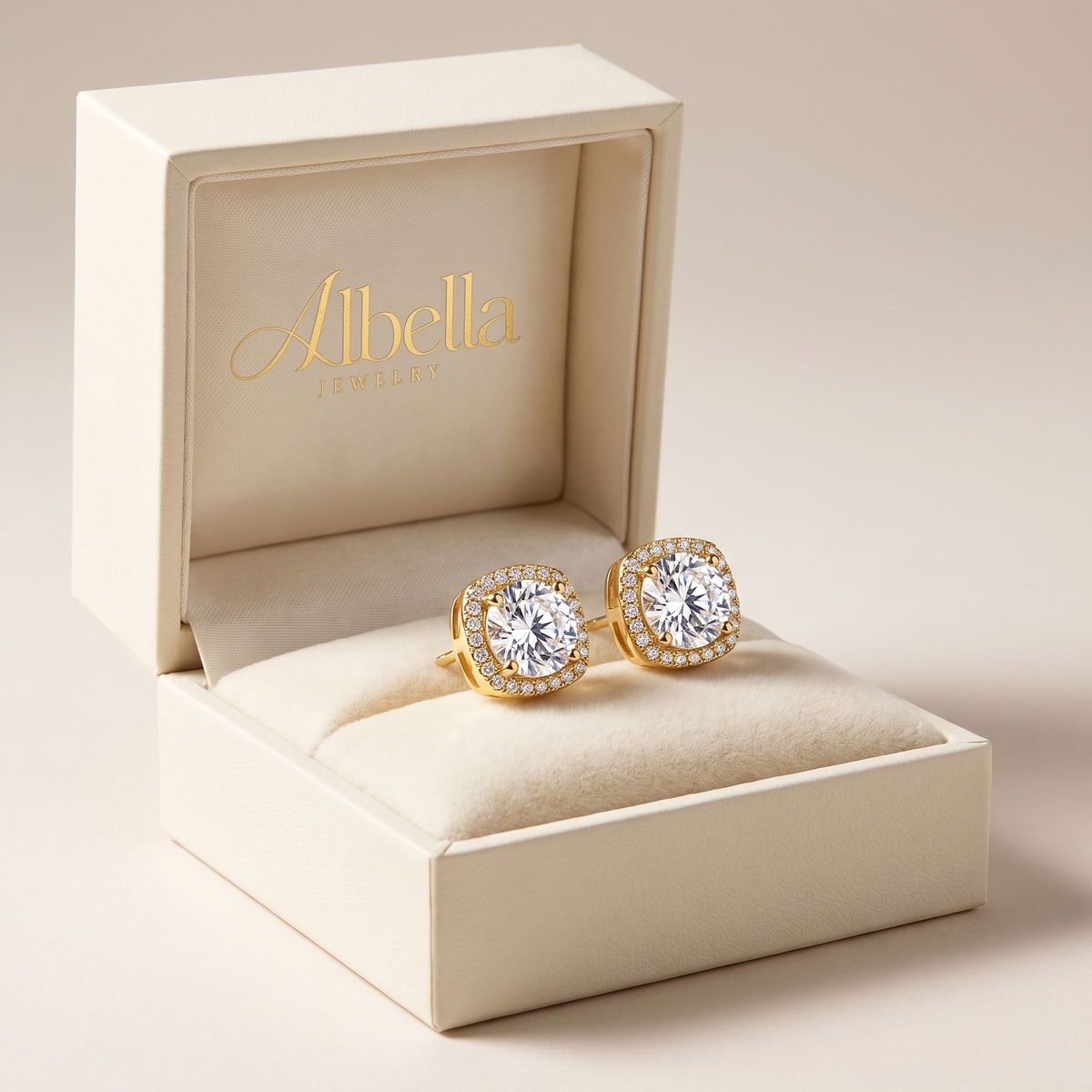 Nadine Square Earrings in Albella Jewelry gift box
