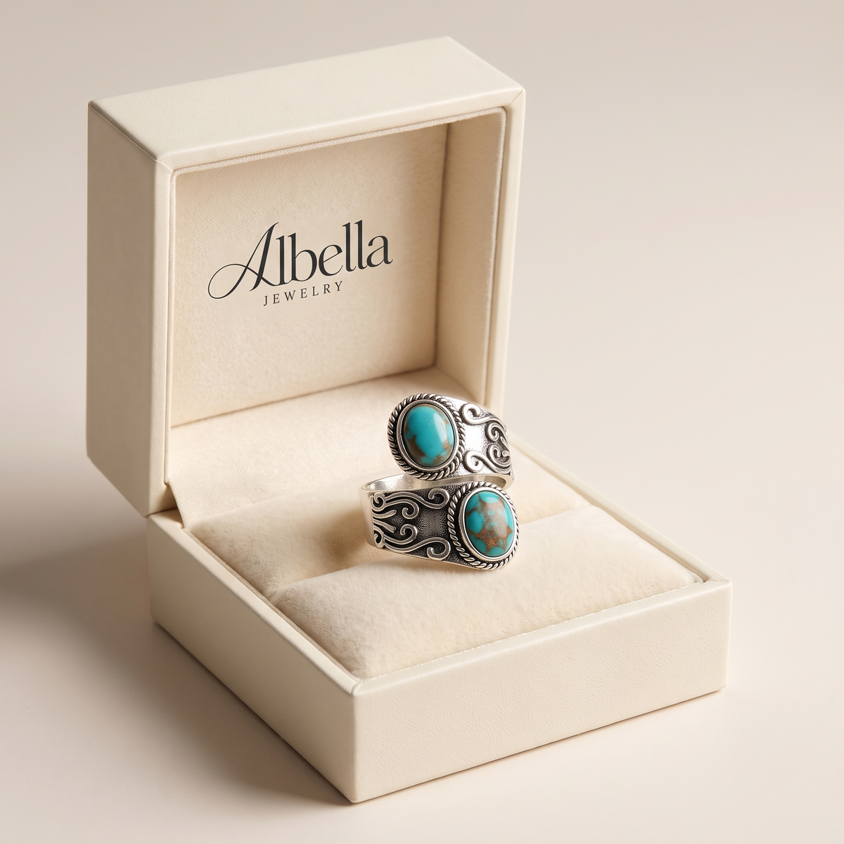 Prestige Silver Turquoise Ring in Albella Jewelry gift box