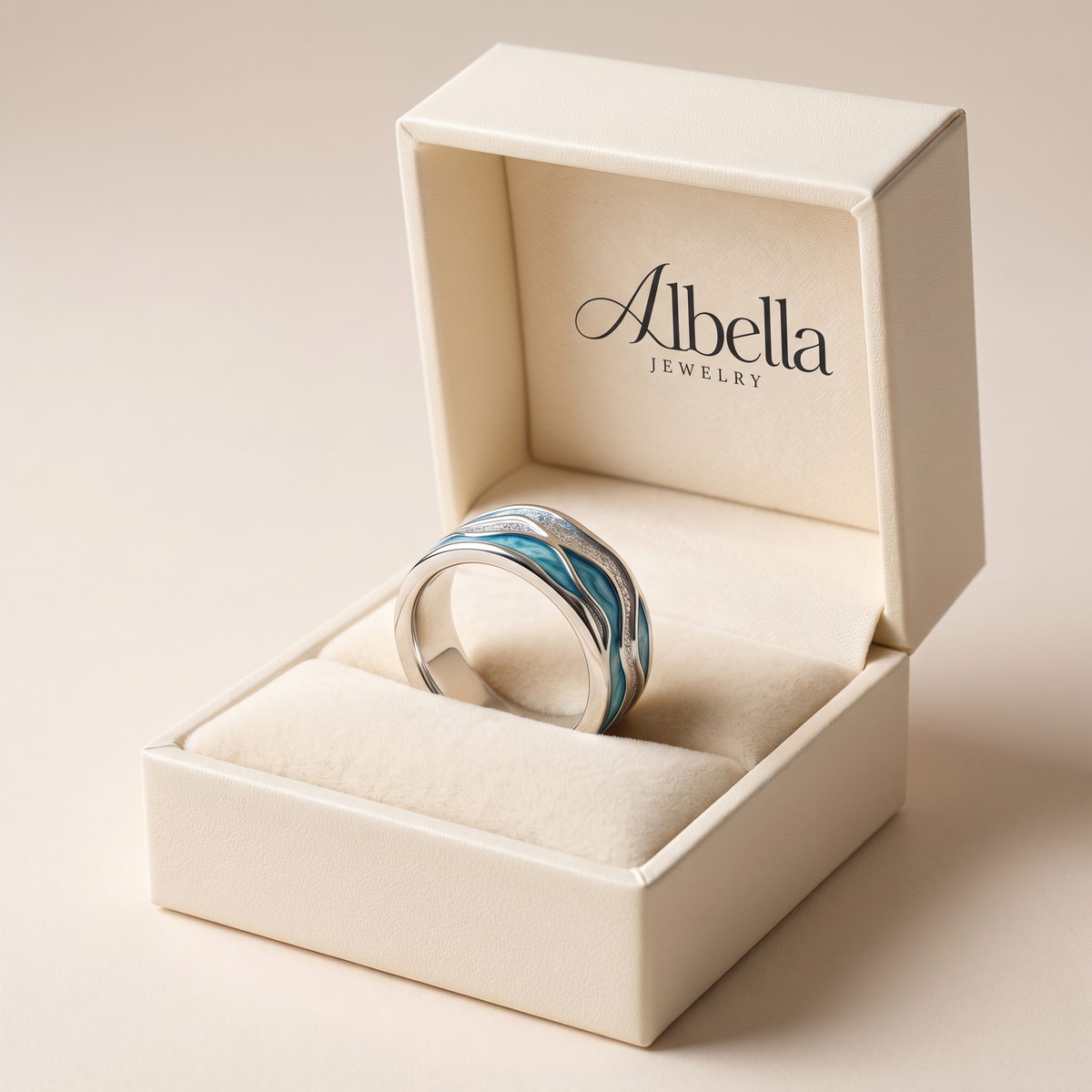 Ocean Wave Turquoise Ring in Albella Jewelry gift box
