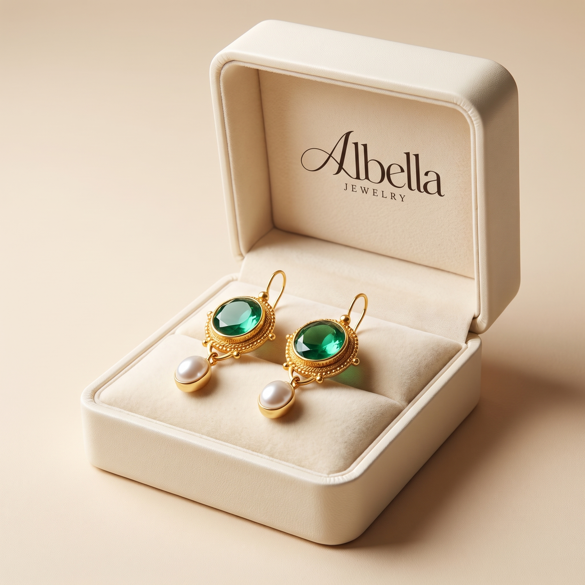 Precious Turquoise Stone Earrings in Albella Jewelry gift box