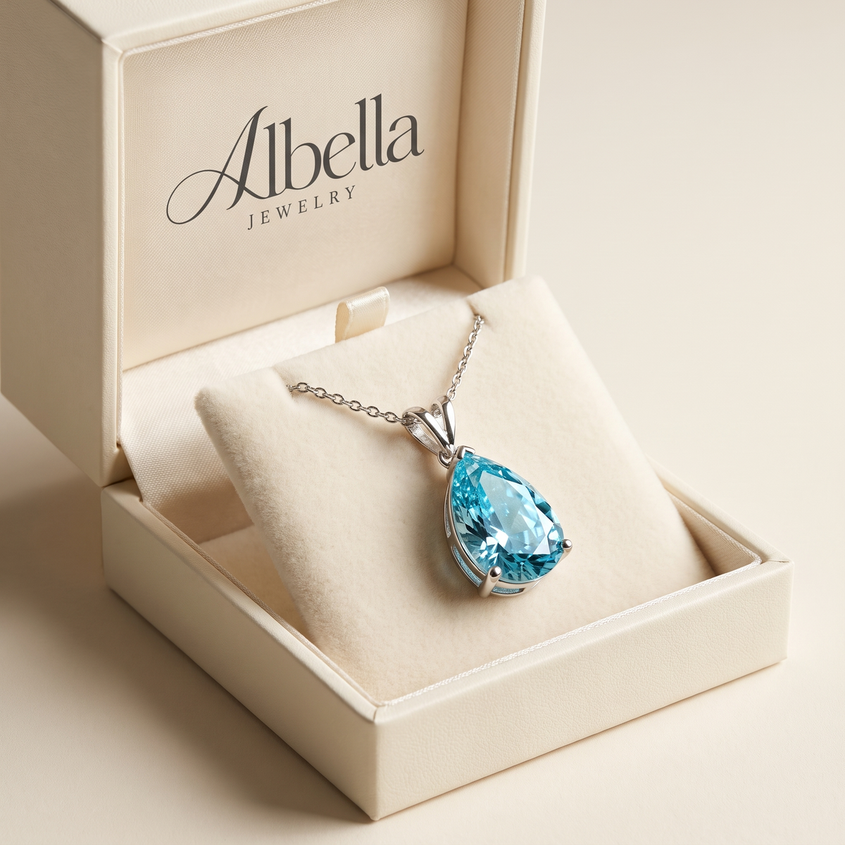 Divine Sapphire Necklace in Albella Jewelry gift box