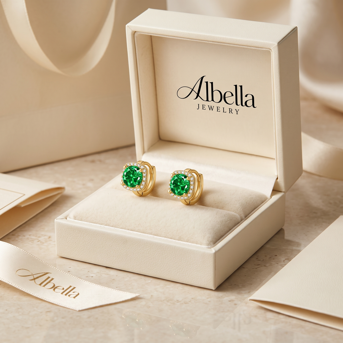 Nadine Emerald Earrings in Albella Jewelry gift box
