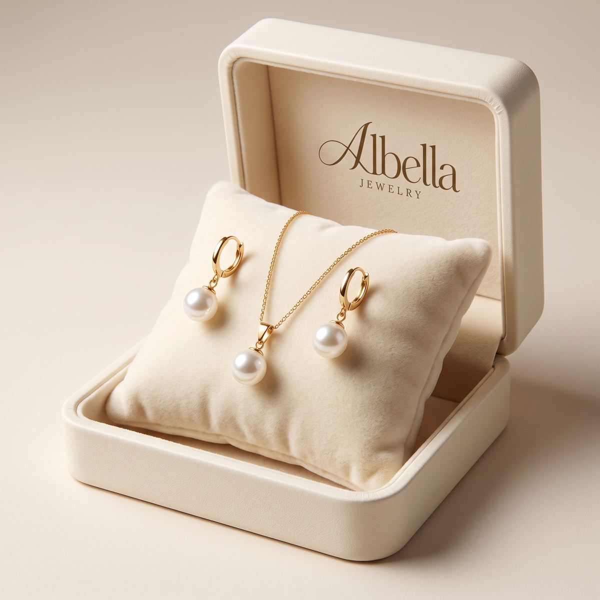 Elegant Faux Pearl Jewelry Set in Albella Jewelry gift box