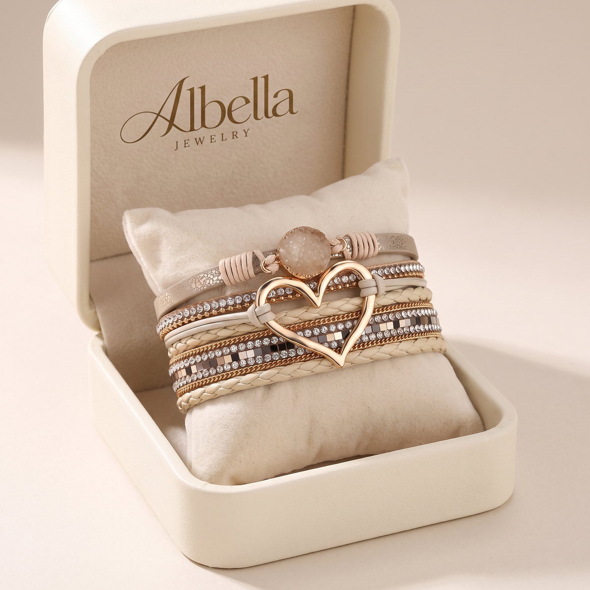 Bohemian Multi-Layer Leather Bracelet in Albella Jewelry gift box