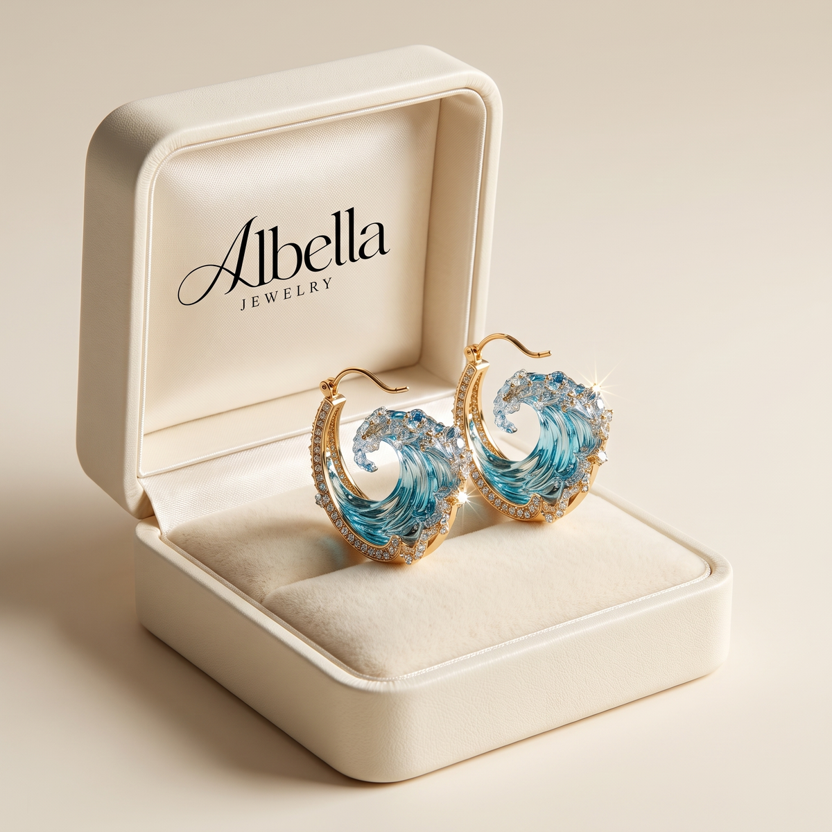 Ocean's Oath Earrings in Albella Jewelry gift box