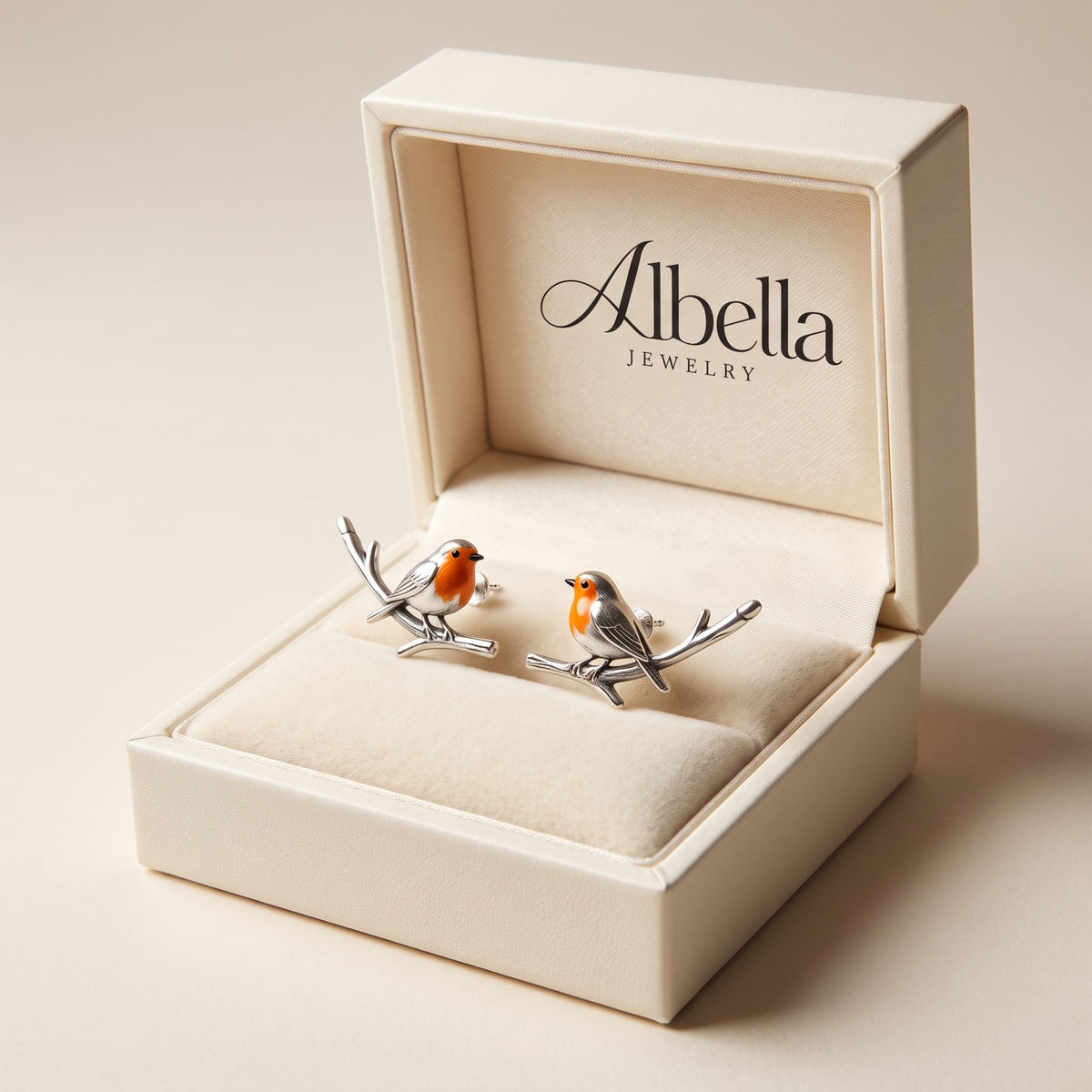 Cartoon Bird Earrings in Albella Jewelry gift box