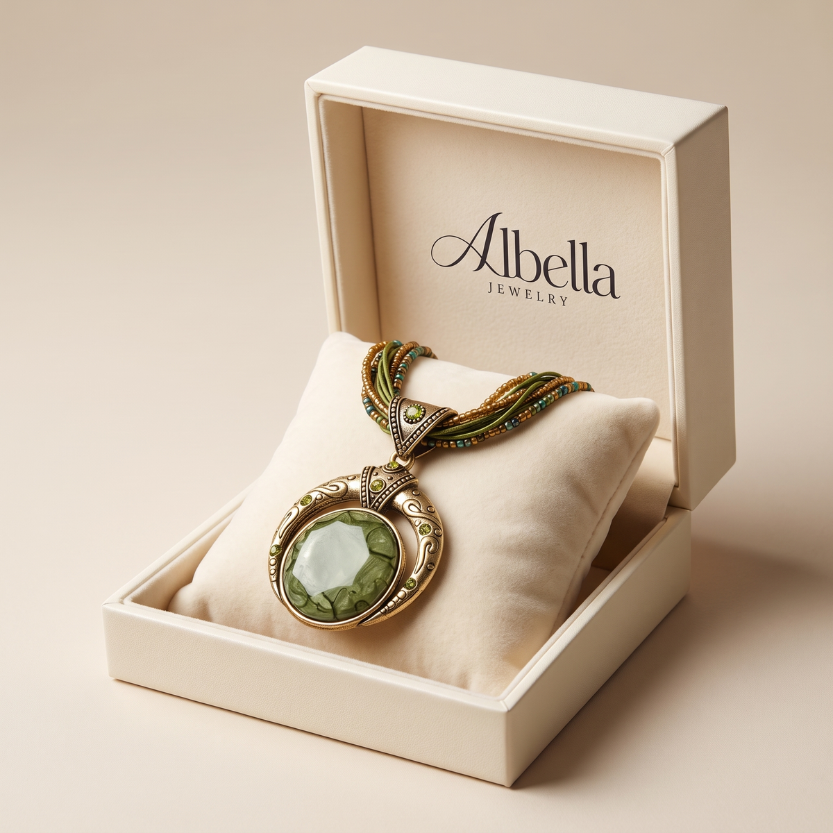 Bohemian Pendant Necklace in Albella Jewelry gift box