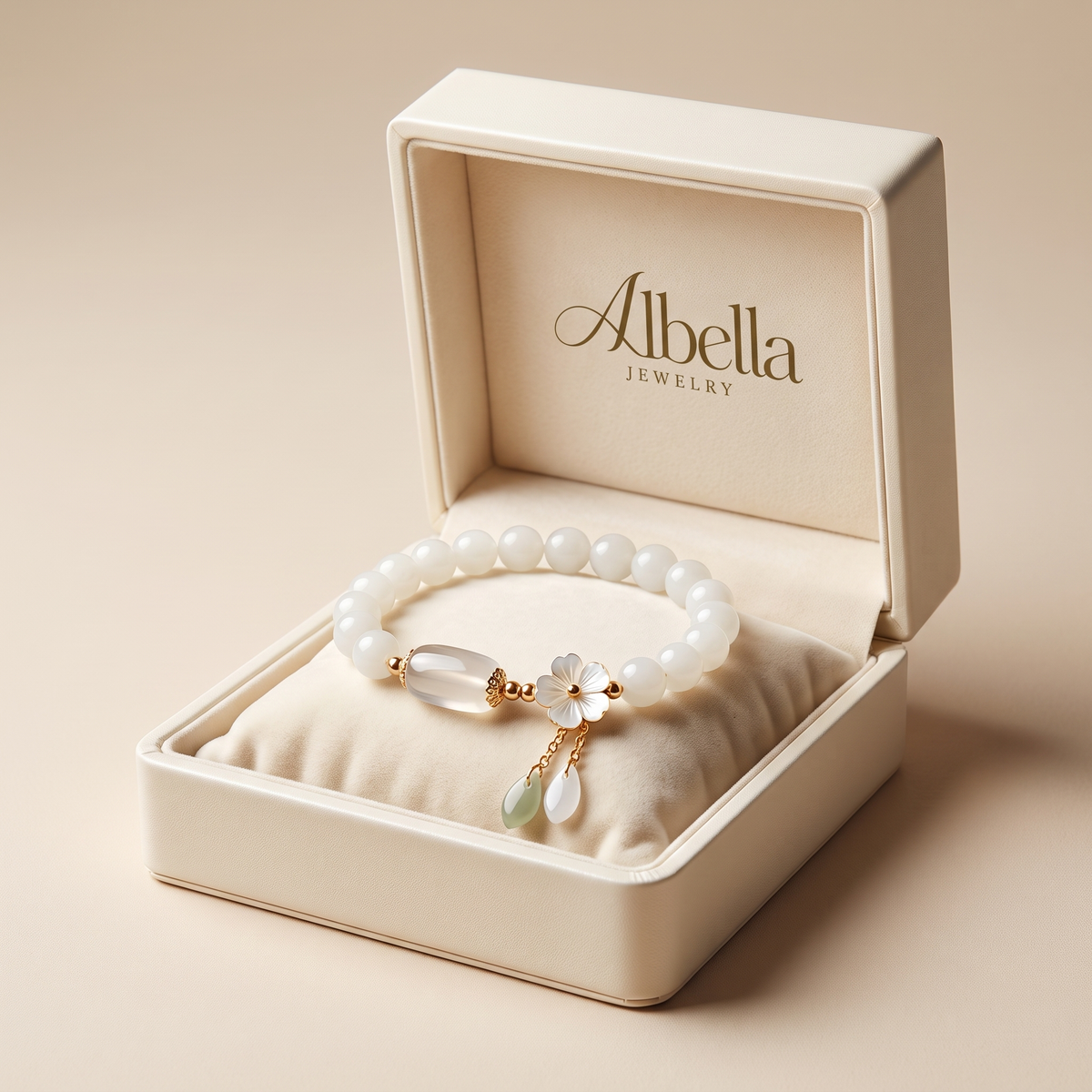 Aquamarine Bracelet with Pearls in Albella Jewelry gift box