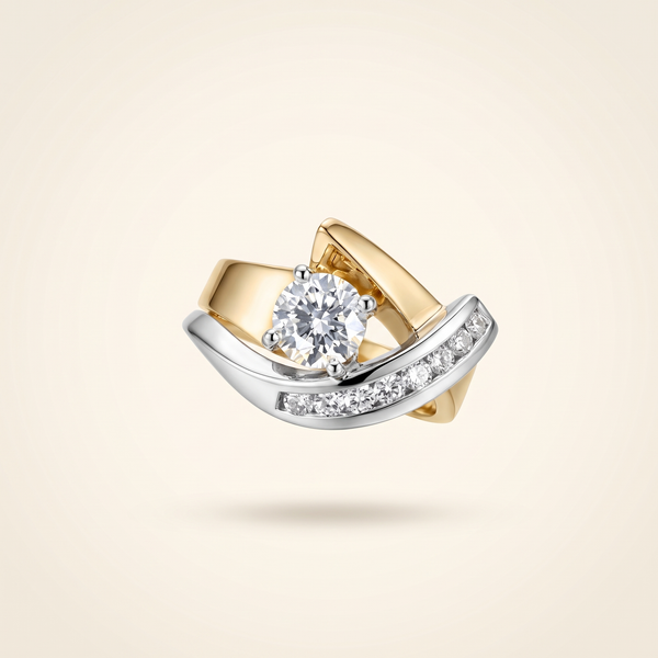 Antique-Inspired Irregular Gold and Silver Ring with Zircon – Albella Jewelry