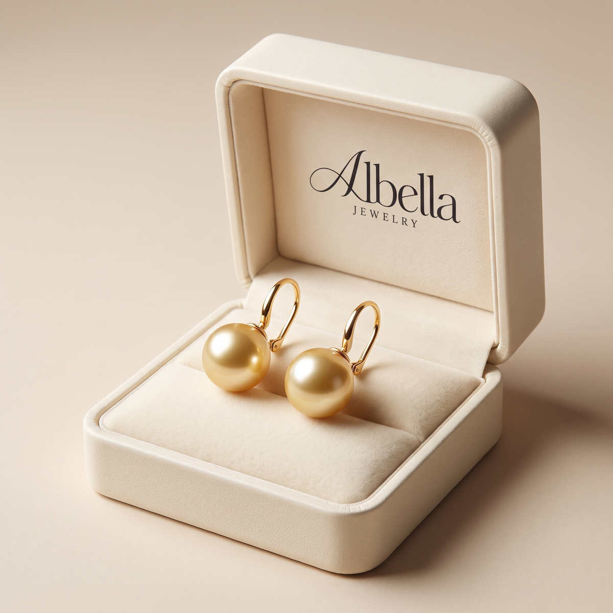 Elegant Gold-Tone Earrings with Pearls in Albella Jewelry gift box