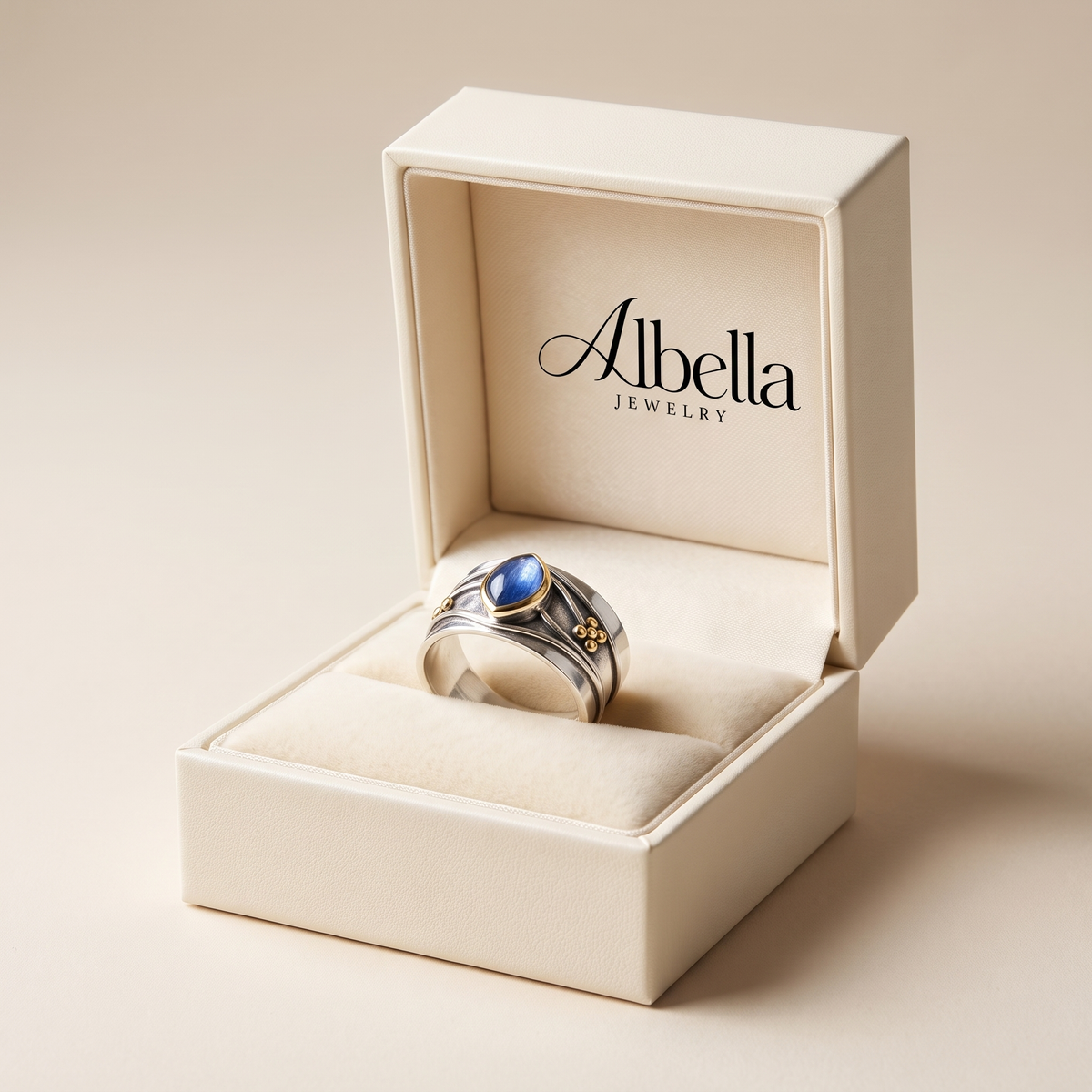 Bohemian Ring with Gemstone in Albella Jewelry gift box