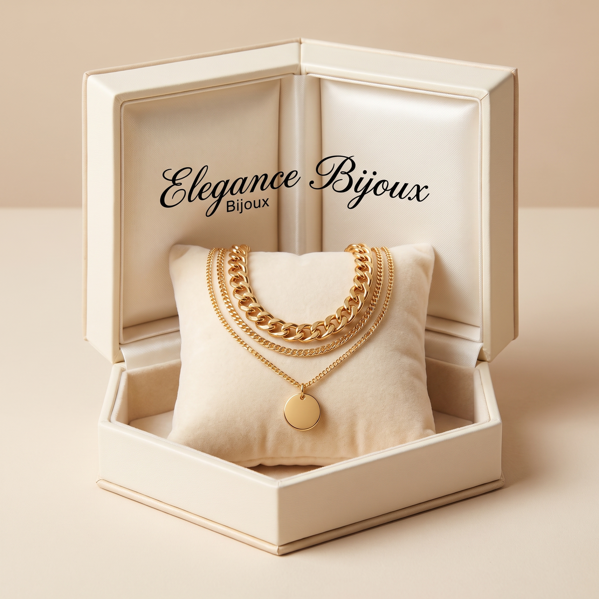 Elegant Gold and Silver Plated Necklace in Albella Jewelry gift box