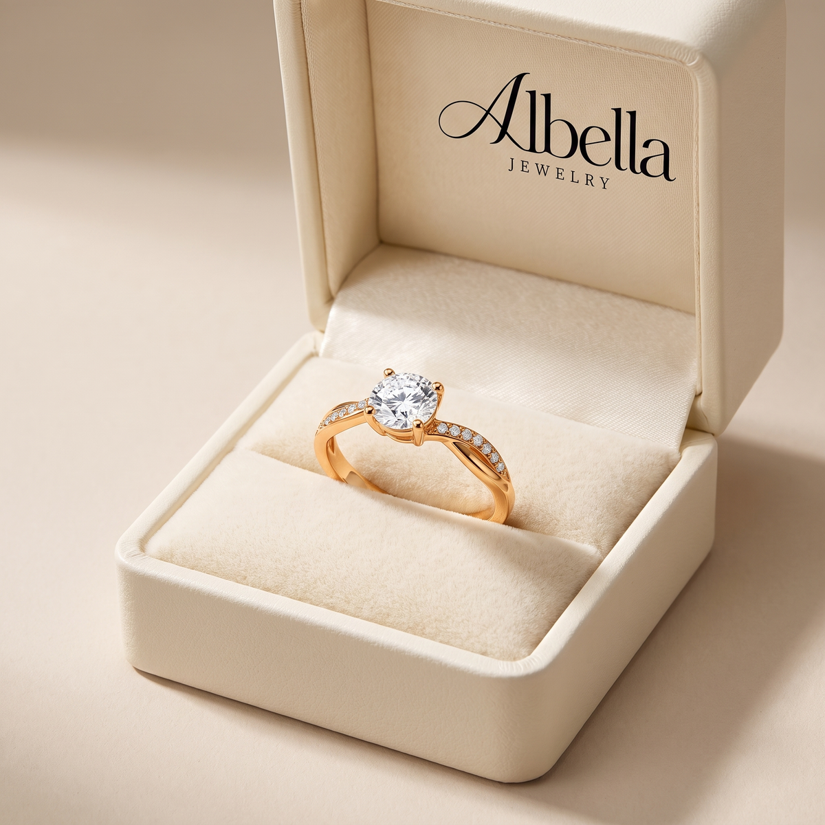 Janes Elegant Gold Ring in Albella Jewelry gift box