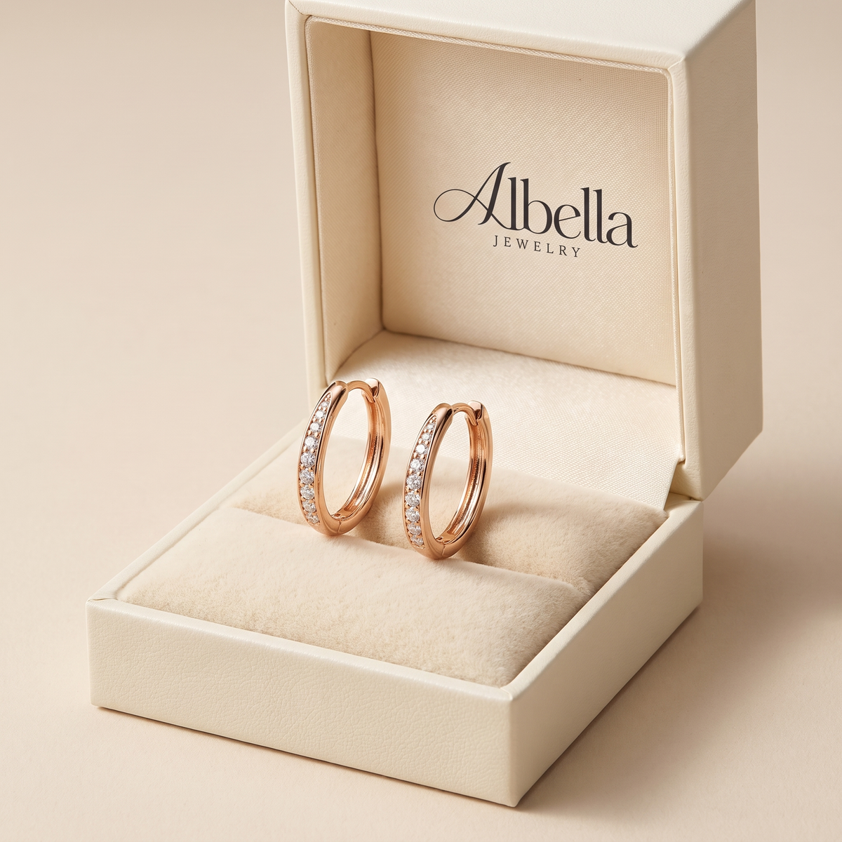Chic Gold Hoop Earrings in Albella Jewelry gift box