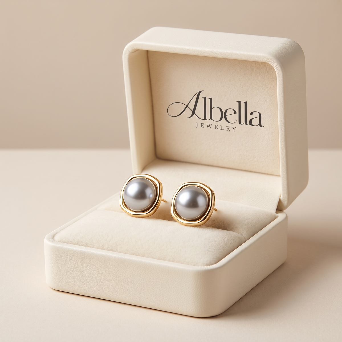 Sophisticated Earrings with Black Pearls in Albella Jewelry gift box
