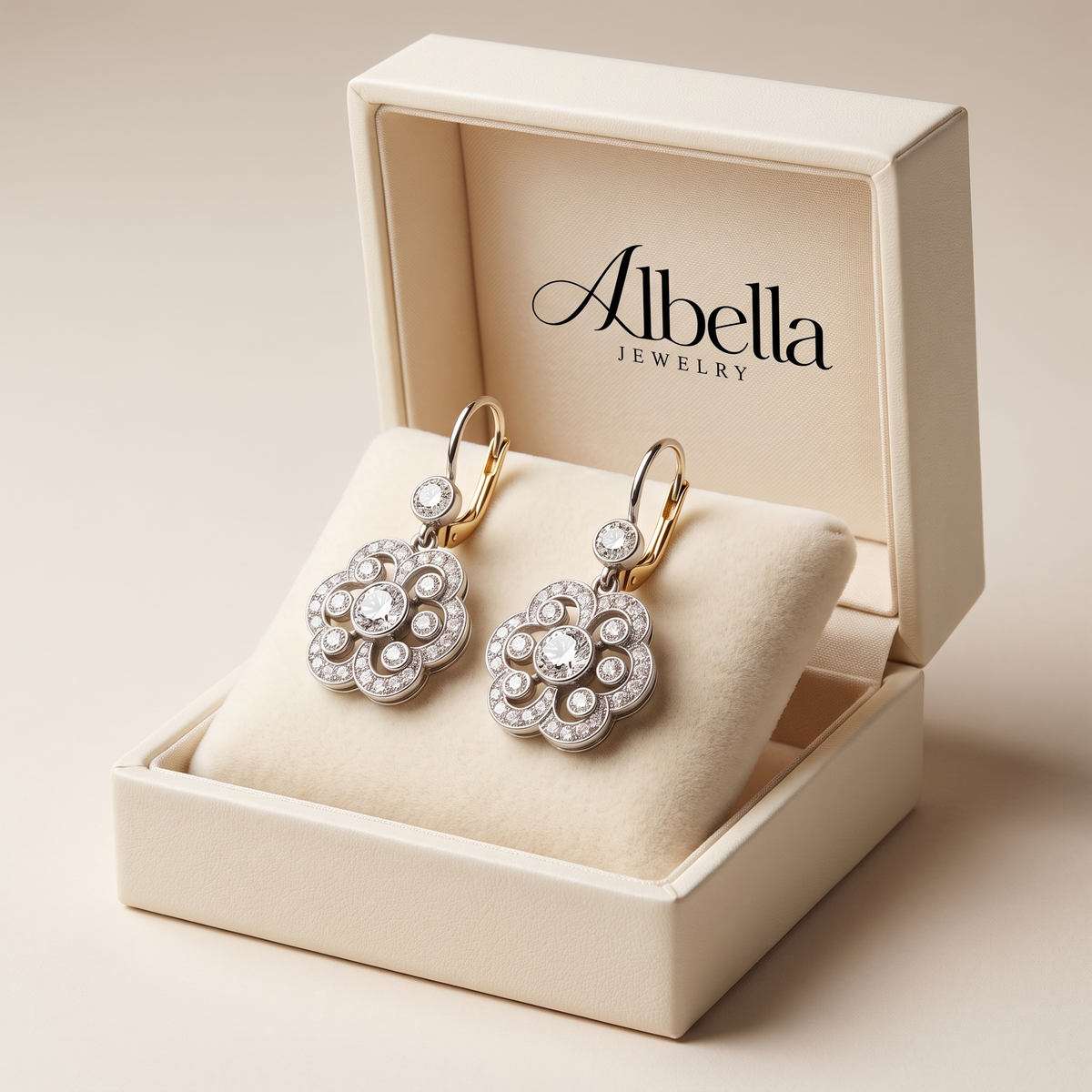 Retro Mandala Earrings with Crystal in Albella Jewelry gift box