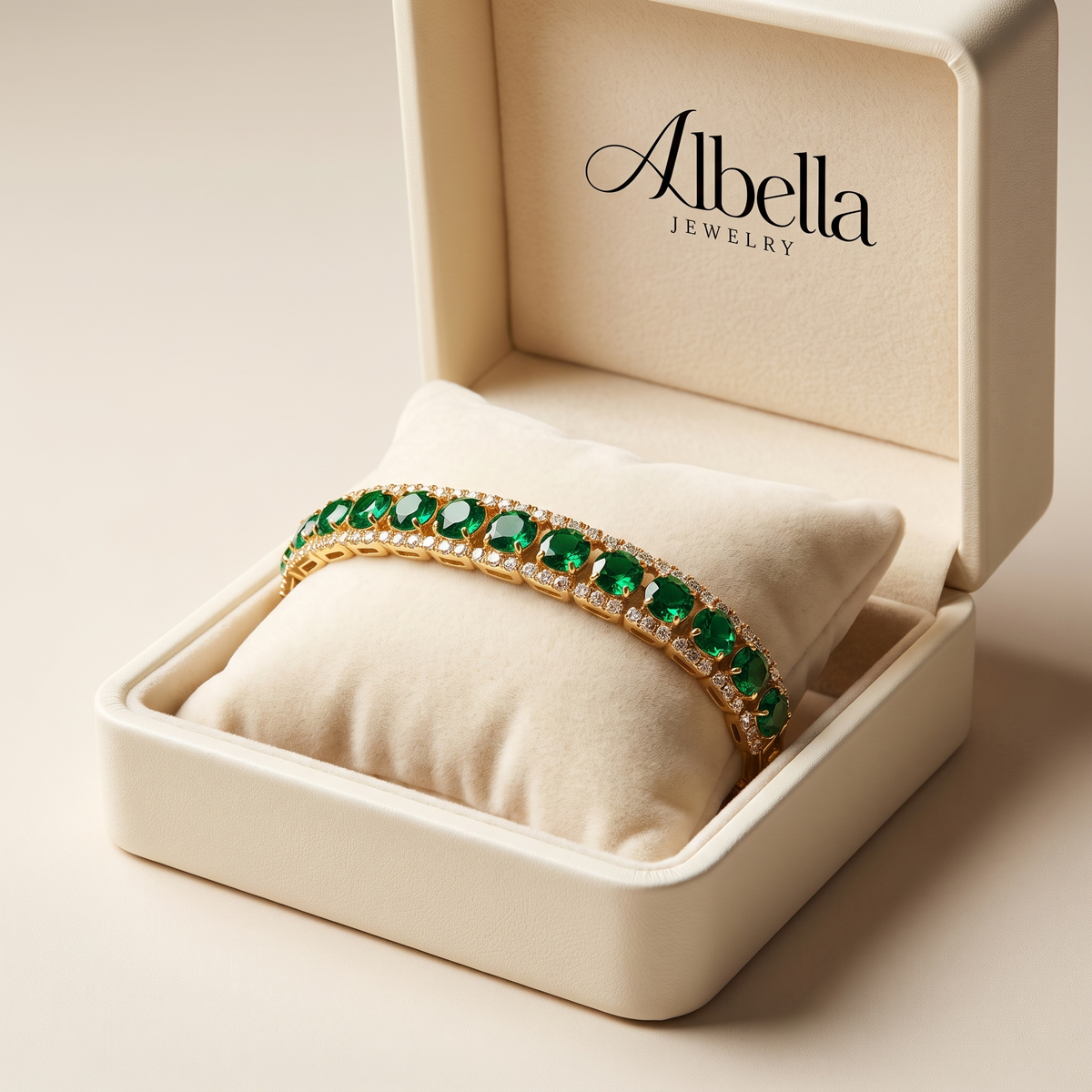 Green and Gold Bracelet in Albella Jewelry gift box