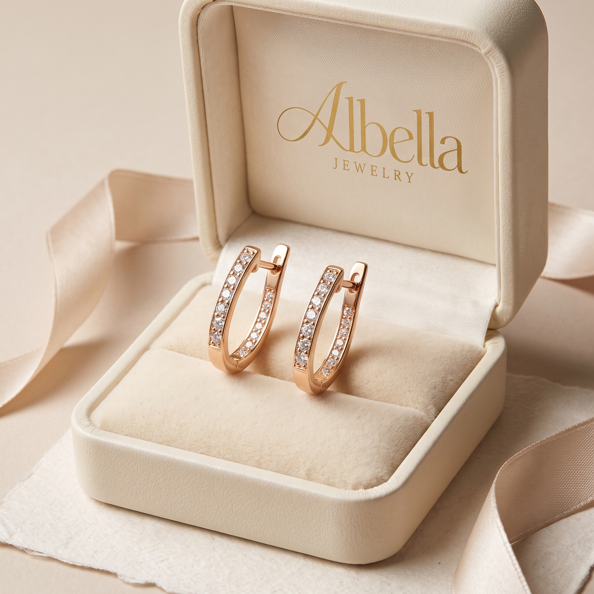 Sophisticated Earrings with Zircon Stones in Albella Jewelry gift box
