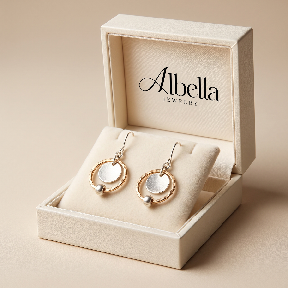 Chic Gold and Silver Pearl Earrings in Albella Jewelry gift box