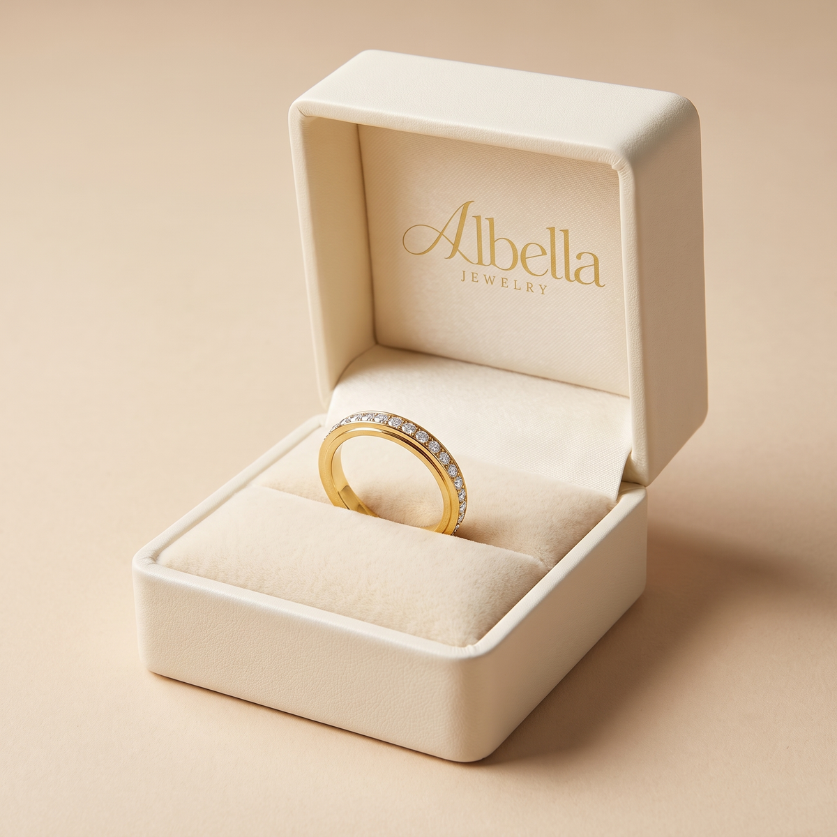 Sarahs Slim Fidget Spinning Ring in Albella Jewelry gift box