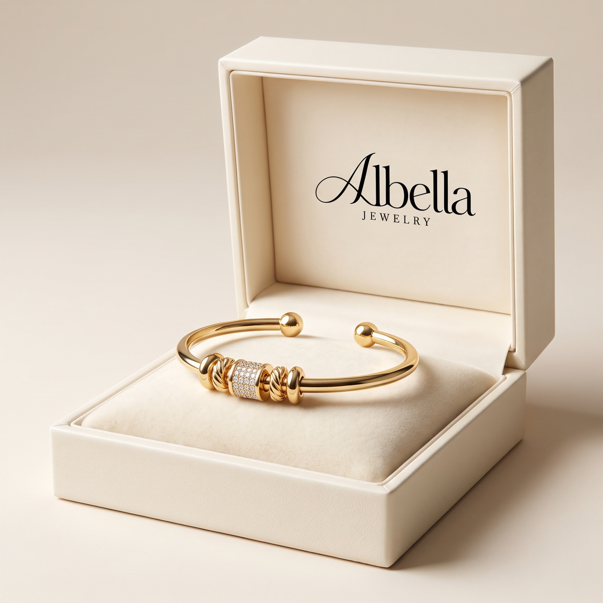 Adjustable bracelet with golden charms in Albella Jewelry gift box
