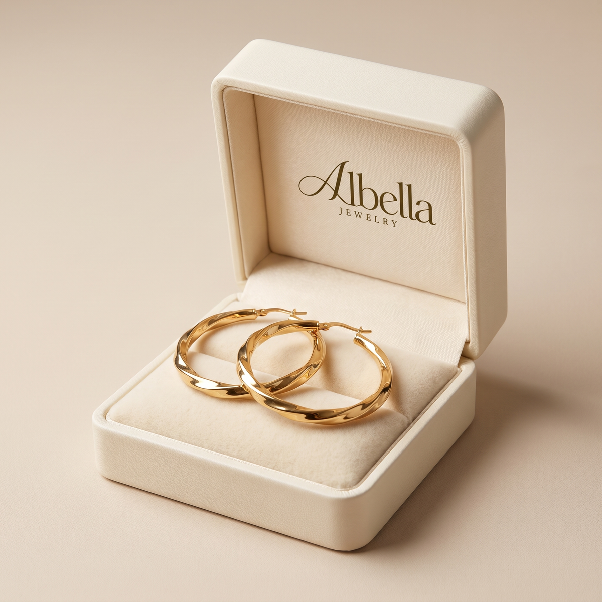 Vintage Rose Gold Hoop Earrings in Albella Jewelry gift box