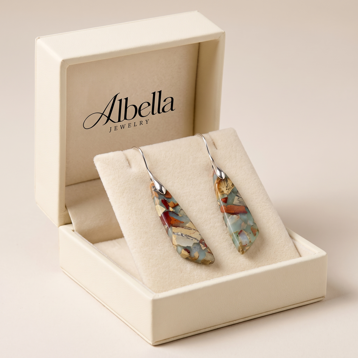Vintage Nature Stone Earrings in Albella Jewelry gift box