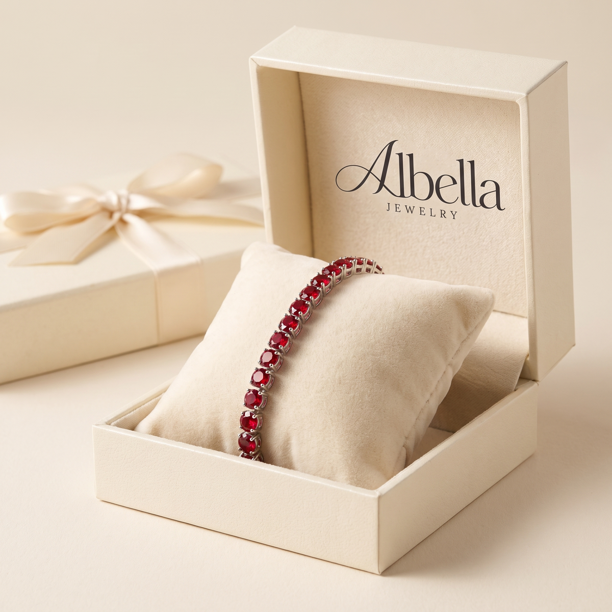 Ruby Tennis Bracelet in Albella Jewelry gift box