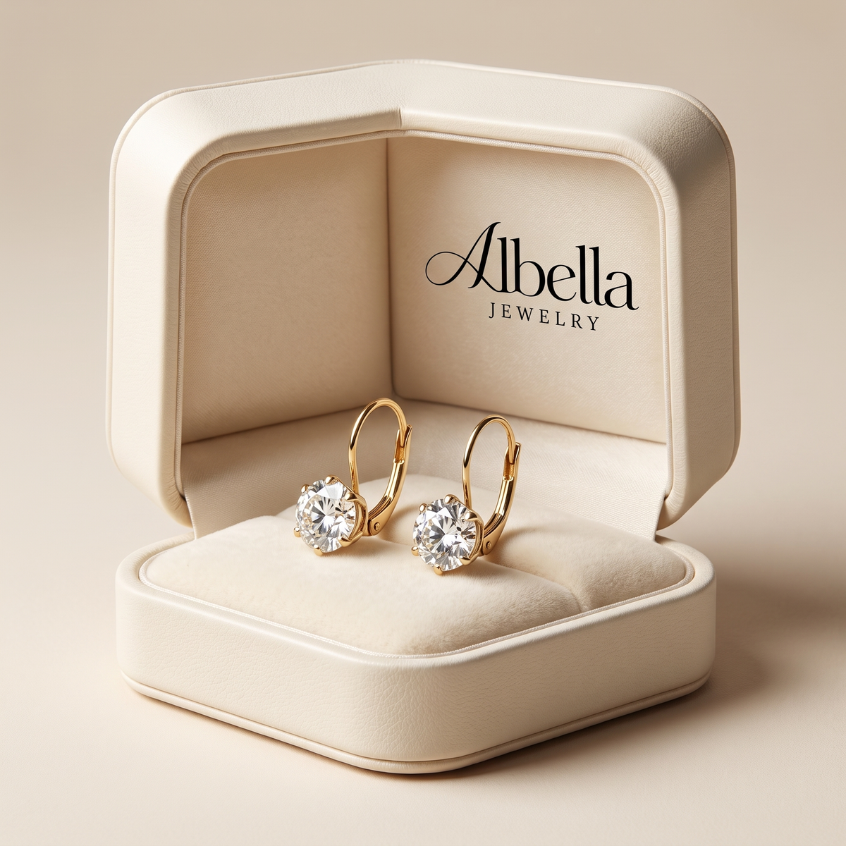 Vintage Golden Zirconia Earrings in Albella Jewelry gift box