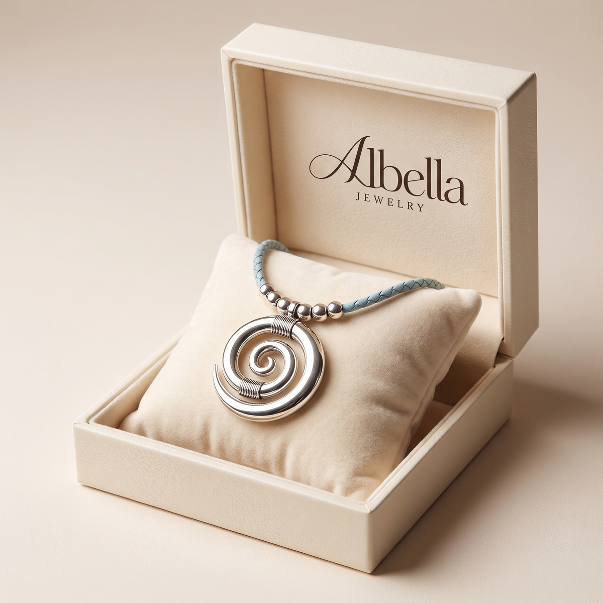 Vintage Spiral Silver Necklace in Albella Jewelry gift box