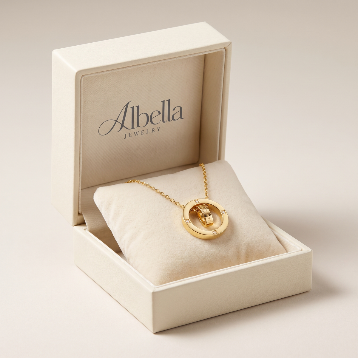 Diamond Circle Pendant Necklace in Albella Jewelry gift box