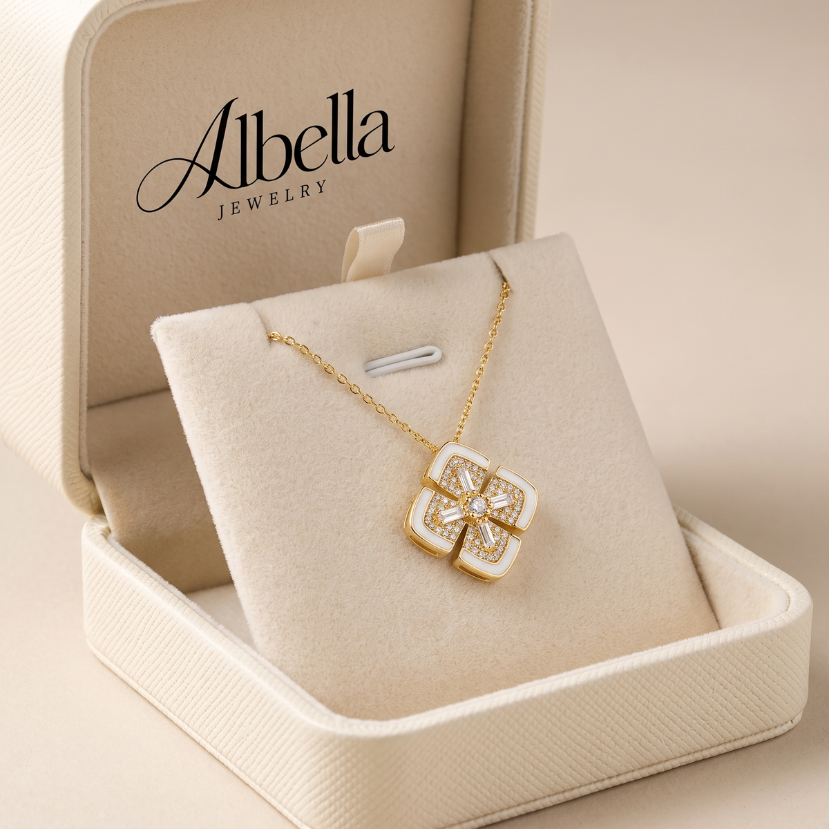 Minimal Stainless Steel Pendant Necklace in Albella Jewelry gift box