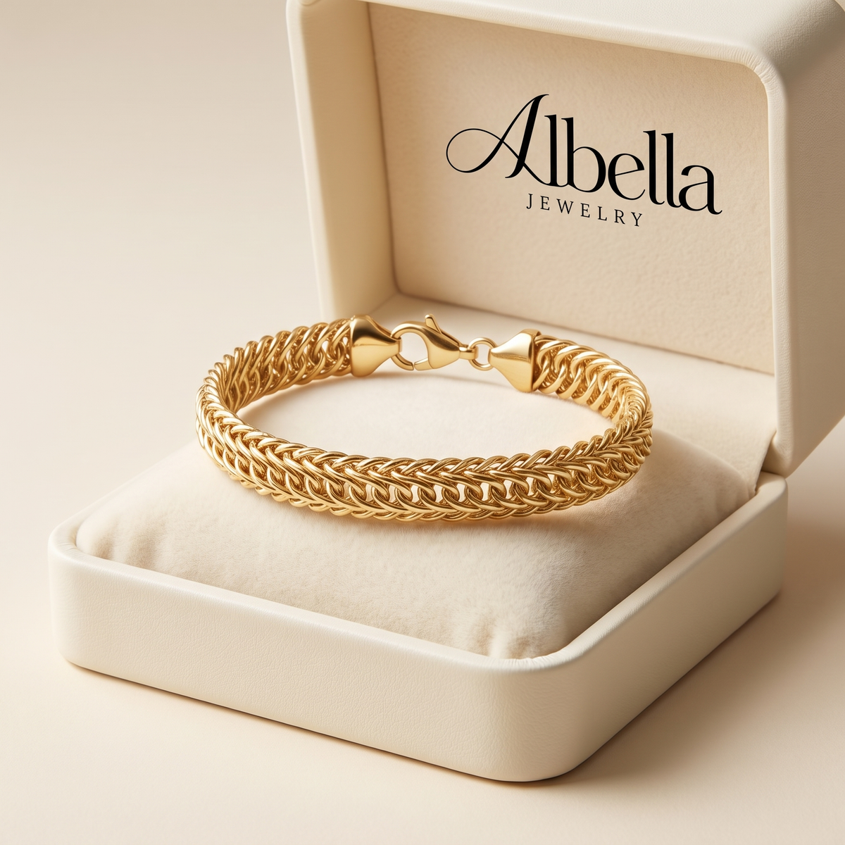 14kt Yellow Gold-Plated Cestina-Link Bracelet in Albella Jewelry gift box
