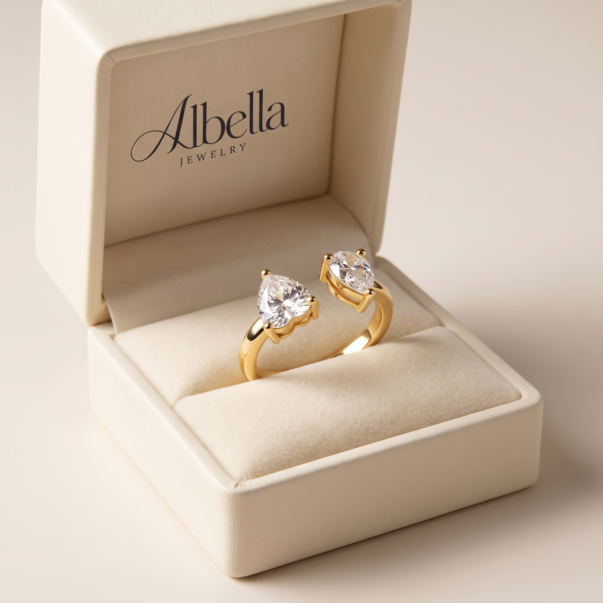 Elegant Double Band Ring in Albella Jewelry gift box