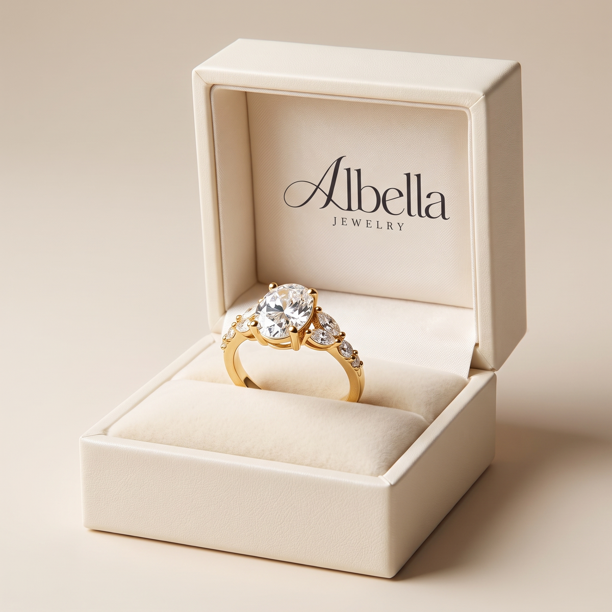 Elegant Cascading Statement Ring in Albella Jewelry gift box