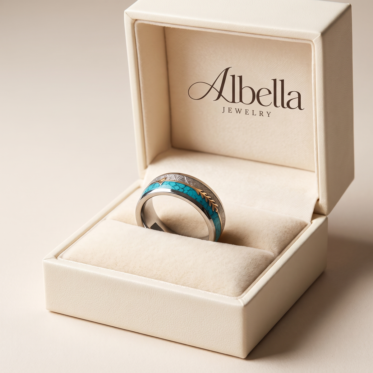 Antique Enamel Silver Ring in Albella Jewelry gift box