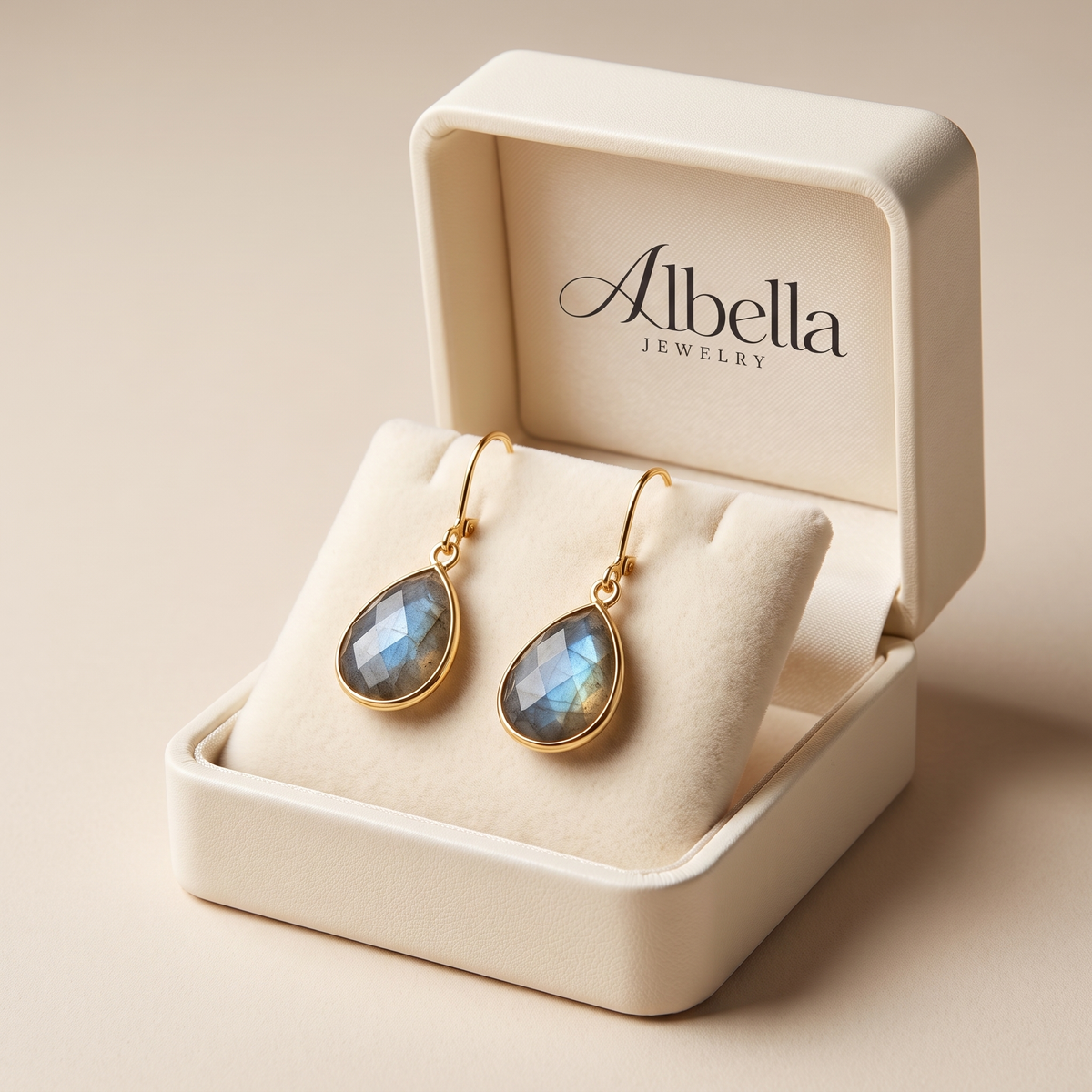 Vintage Gold & Blue Crystal Earrings in Albella Jewelry gift box