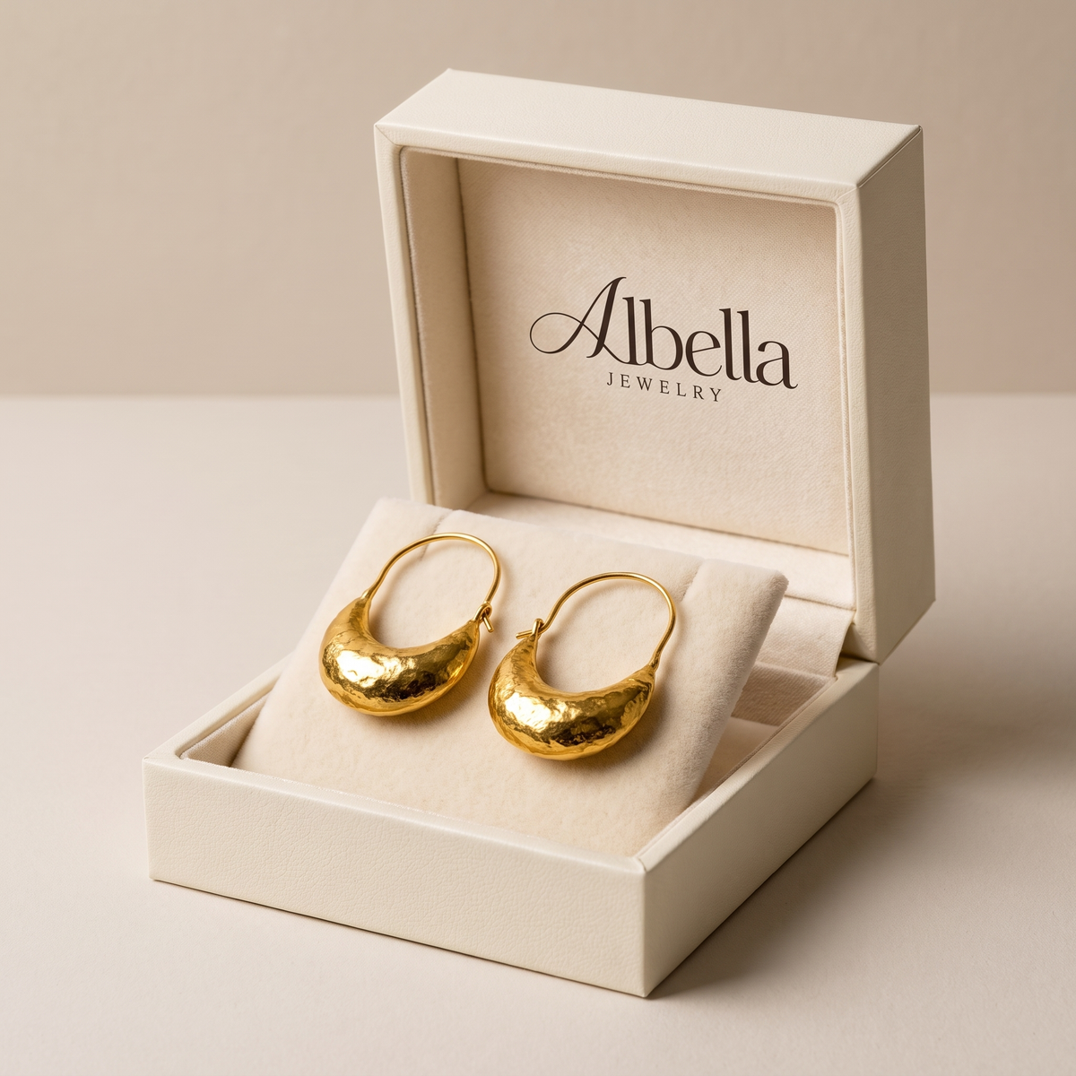 Vintage Golden Basket Earrings in Albella Jewelry gift box