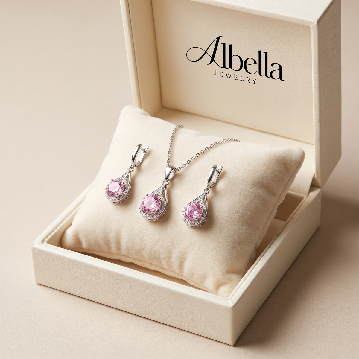 Rosalith Lumen Twist Jewelry Set in Albella Jewelry gift box