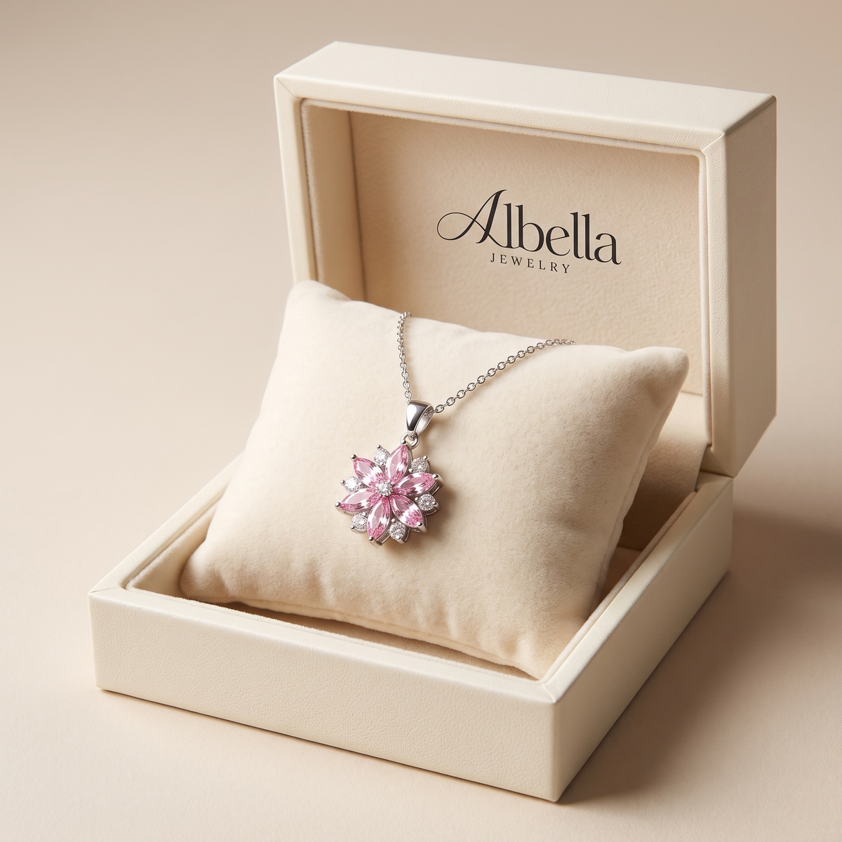 Cherry Blossom Necklace in Albella Jewelry gift box