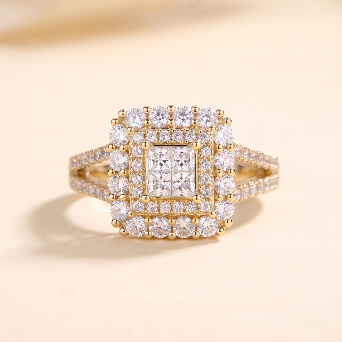 Square Zirconia Wedding Ring – gold
