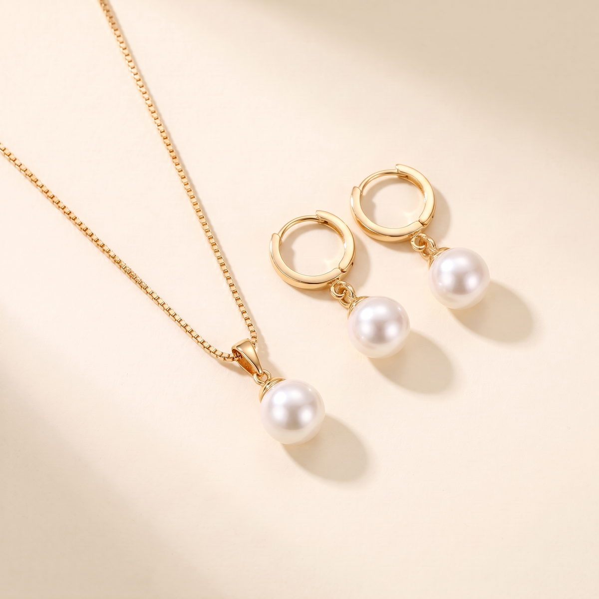 Elegant Faux Pearl Jewelry Set – gold