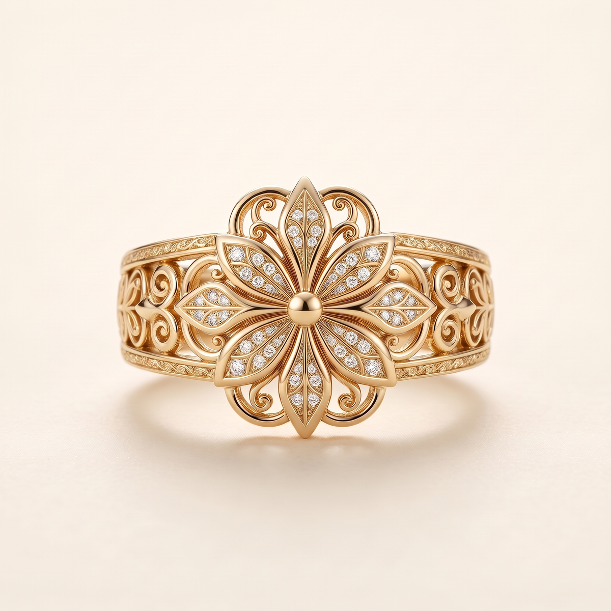 Exotic Flower Zirconia Gold Ring – gold